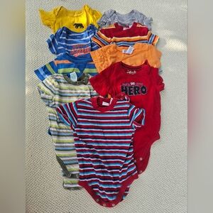 Carters And Other Brands One Piece Bodysuit Boys Size 12mo 12 Months Lot Of 9